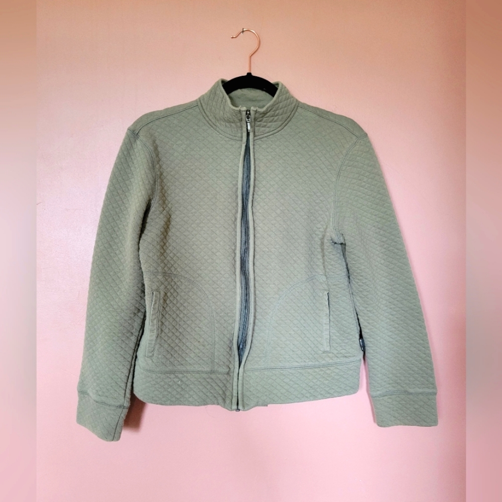 Olive green quilted coat. Size small